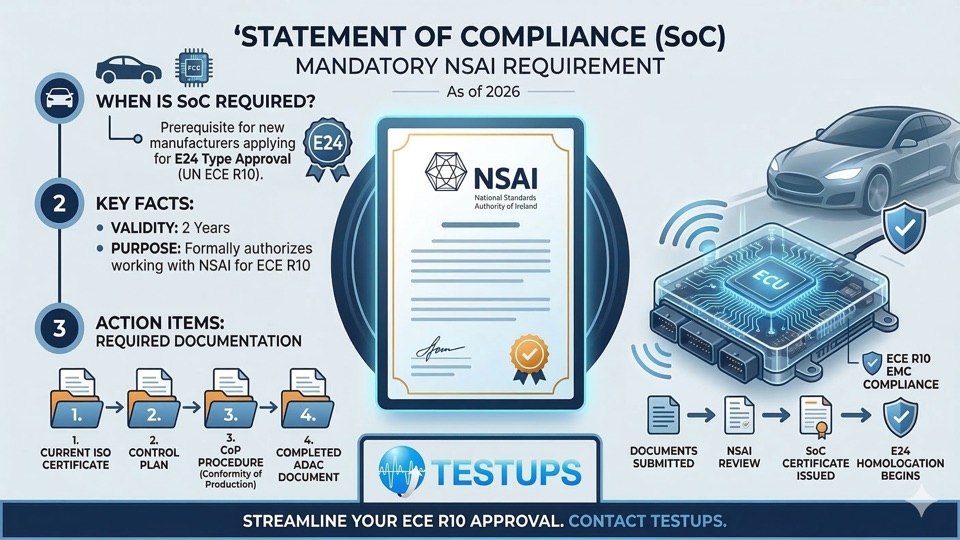 Requisito ECE R10 para Homologação E24: Statement of Compliance (SoC)